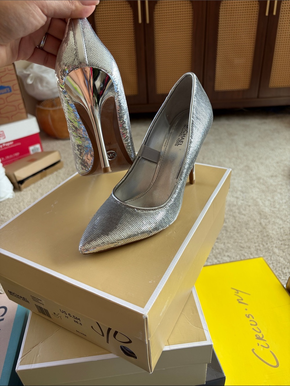 MICHAEL Michael Kors Metallic Silver Pointed Toe Pumps